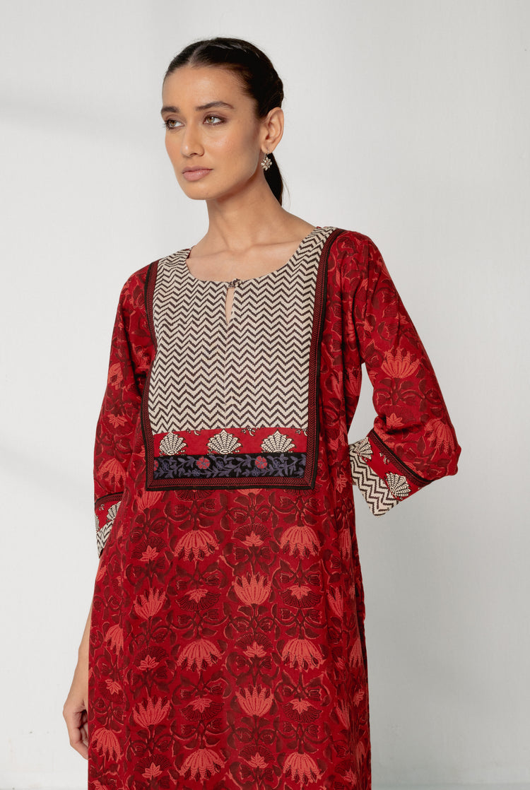 Yoke Caftan Maroon Red (8163247522091)
