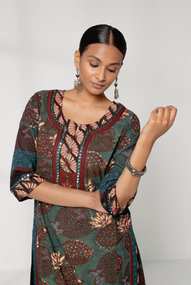 Rozana Kurta Bottle Green (8161816805675)