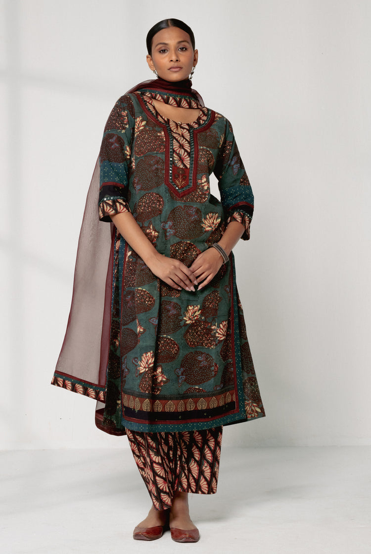 Rozana Kurta Bottle Green (8161816805675)