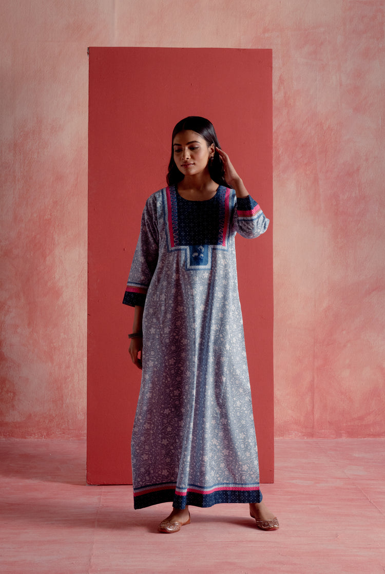 Yoke Caftan Grey Indigo (8128358416683)