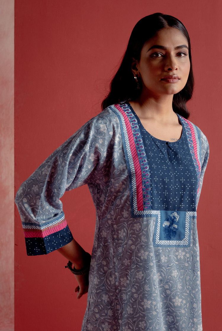 Yoke Caftan Grey Indigo (8128358416683)