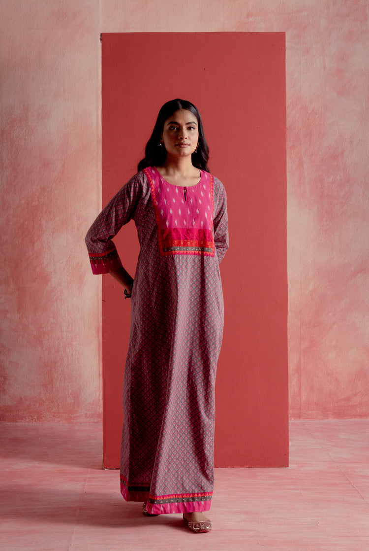 Indrani Caftan Grey Pink (8128337379627)