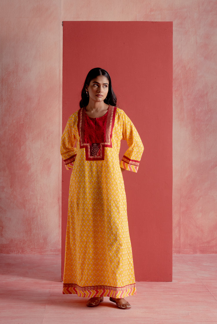 Yoke Caftan Red Yellow (8128360022315)