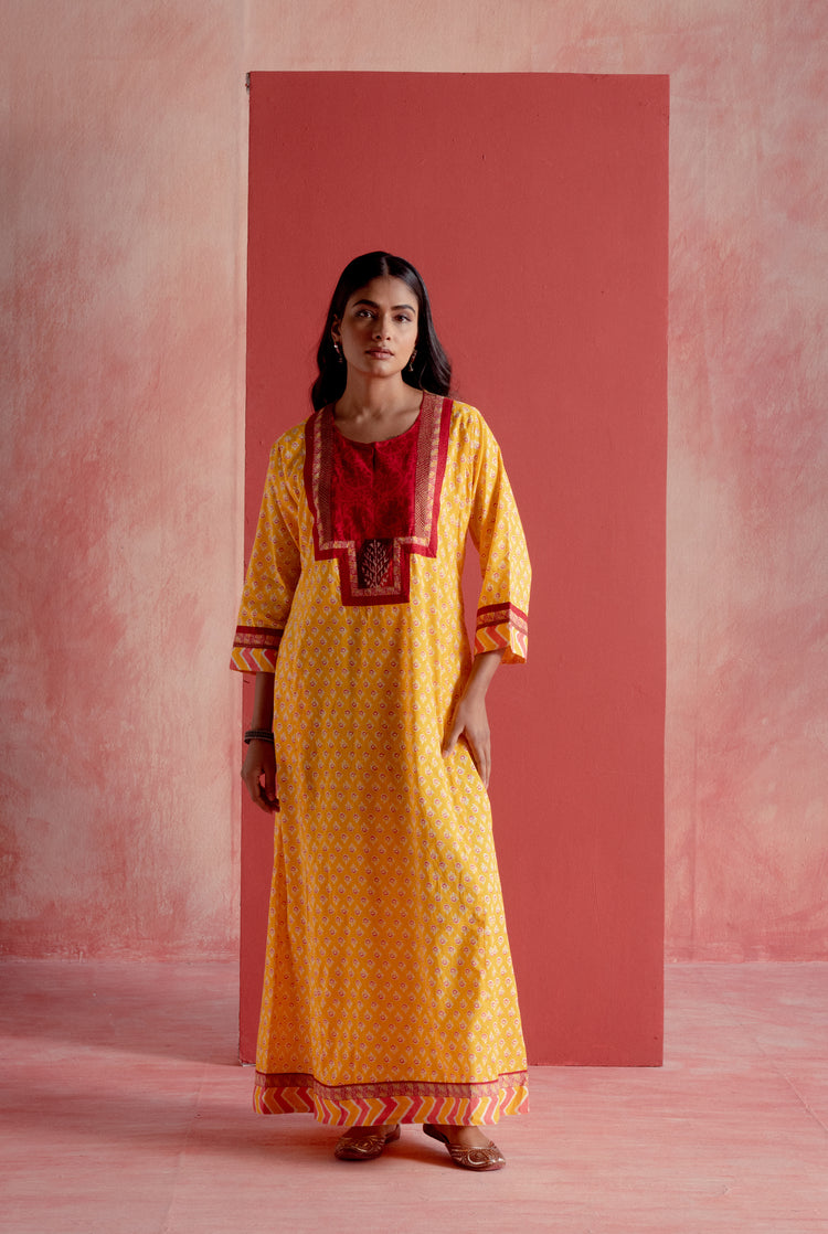 Yoke Caftan Red Yellow (8128360022315)