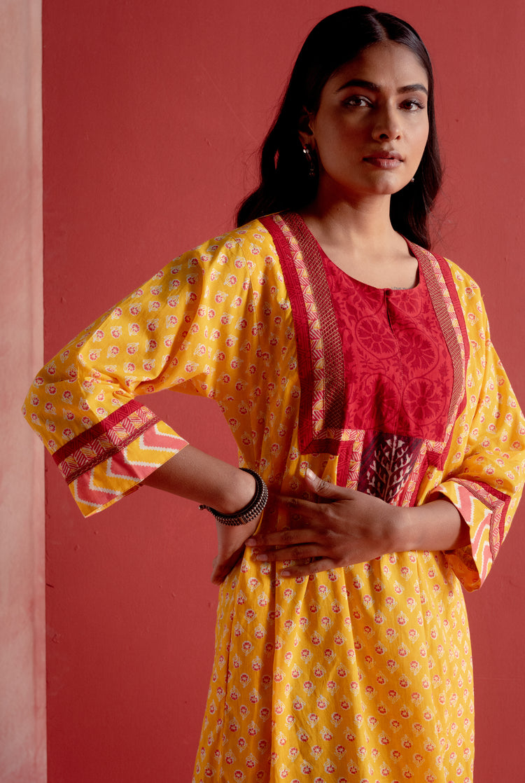 Yoke Caftan Red Yellow (8128360022315)