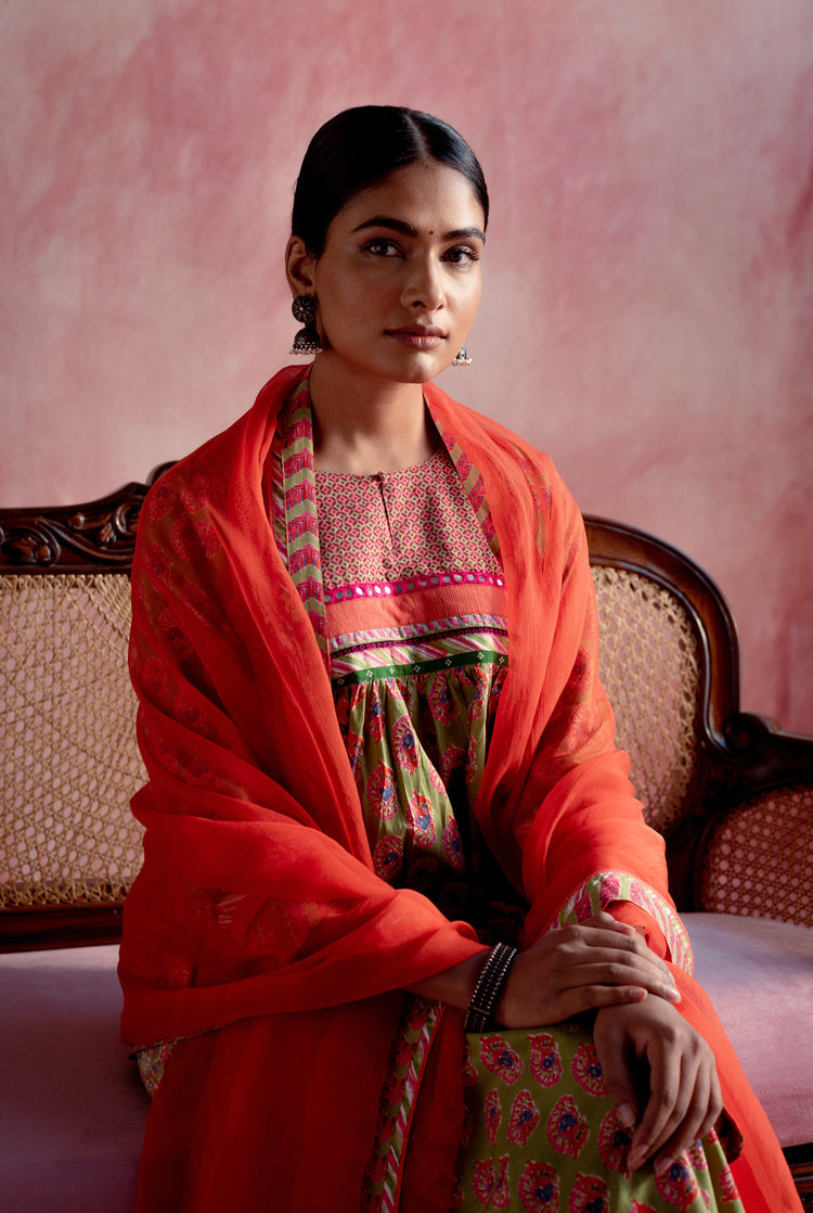 Rozana Chiffon Dupatta Orange (8129364787499)