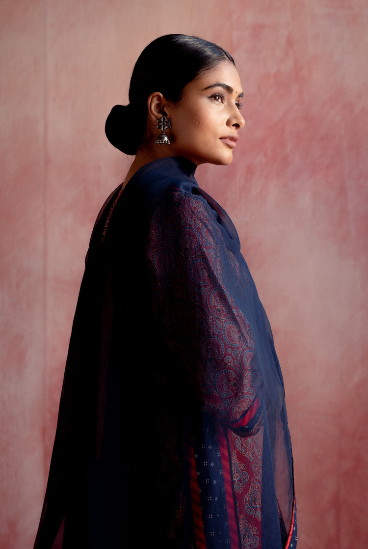 Rozana Chiffon Dupatta Indigo (8129366425899)