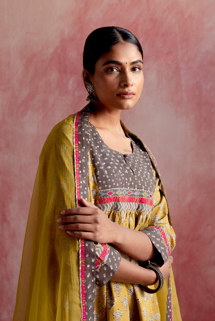 Rozana Chiffon Dupatta Ochre Yellow (8129345487147)
