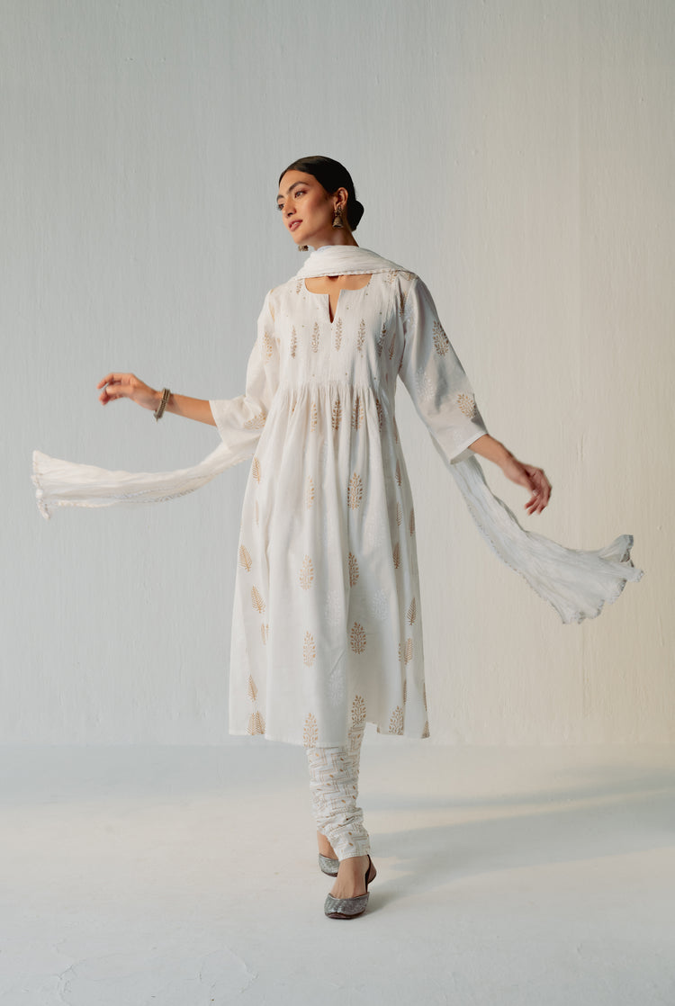 Rozana Cotton Crinkled Dupatta White (8232756117803)