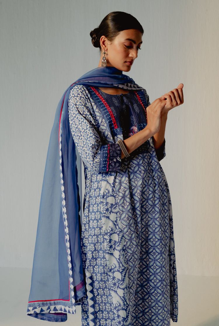 Choga Kurta Blue White (8210617598251)