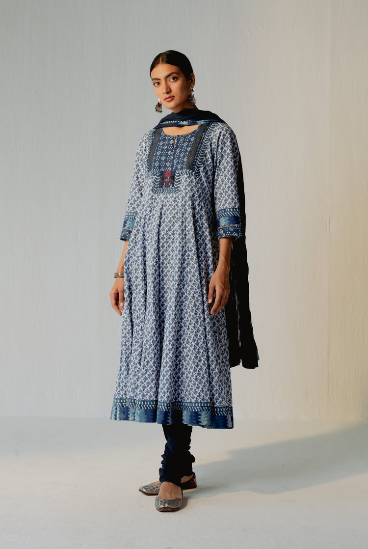 Rozana Cotton Crinkled Dupatta Navy Blue (8239461728555)