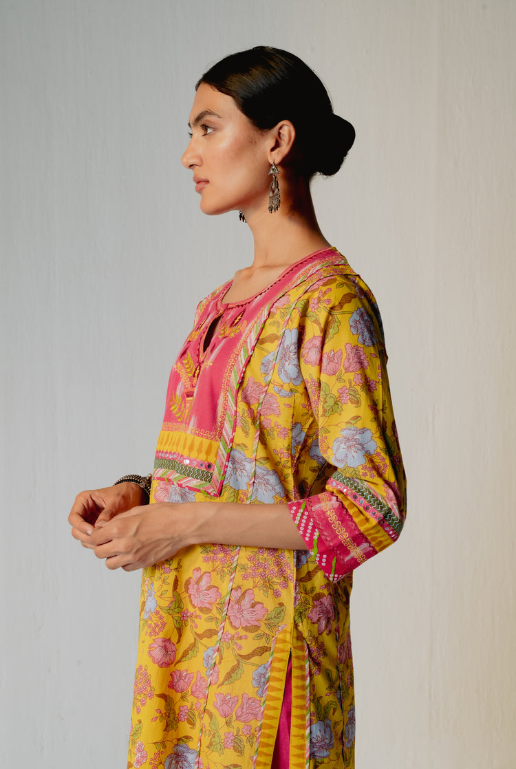 Yoke Kurta Yellow Pink (8210609307947)