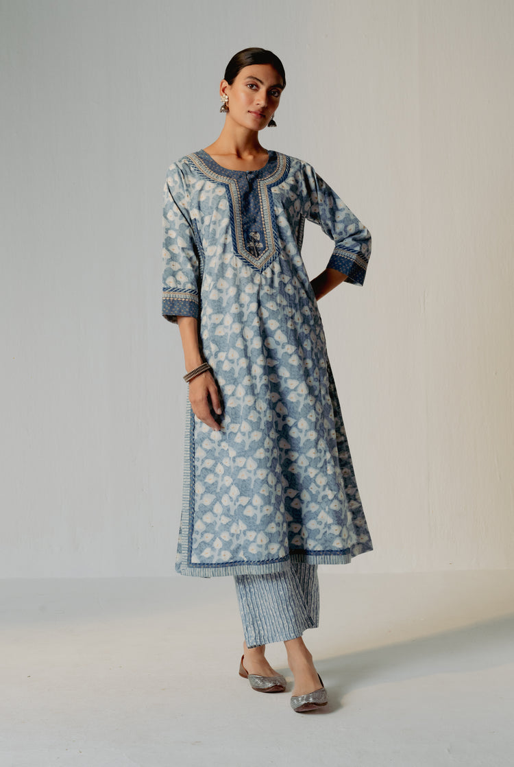 Anu Kurta Cream Light Blue (8210618581291)
