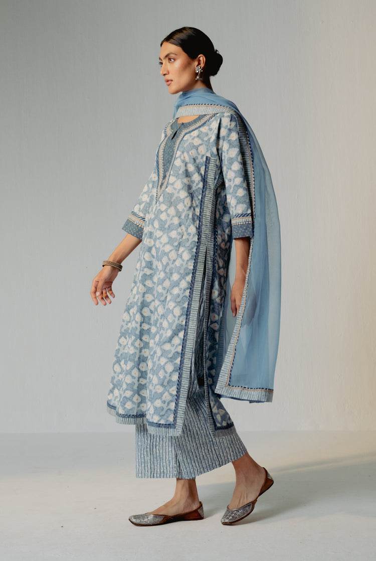 Anu Kurta Cream Light Blue (8210618581291)