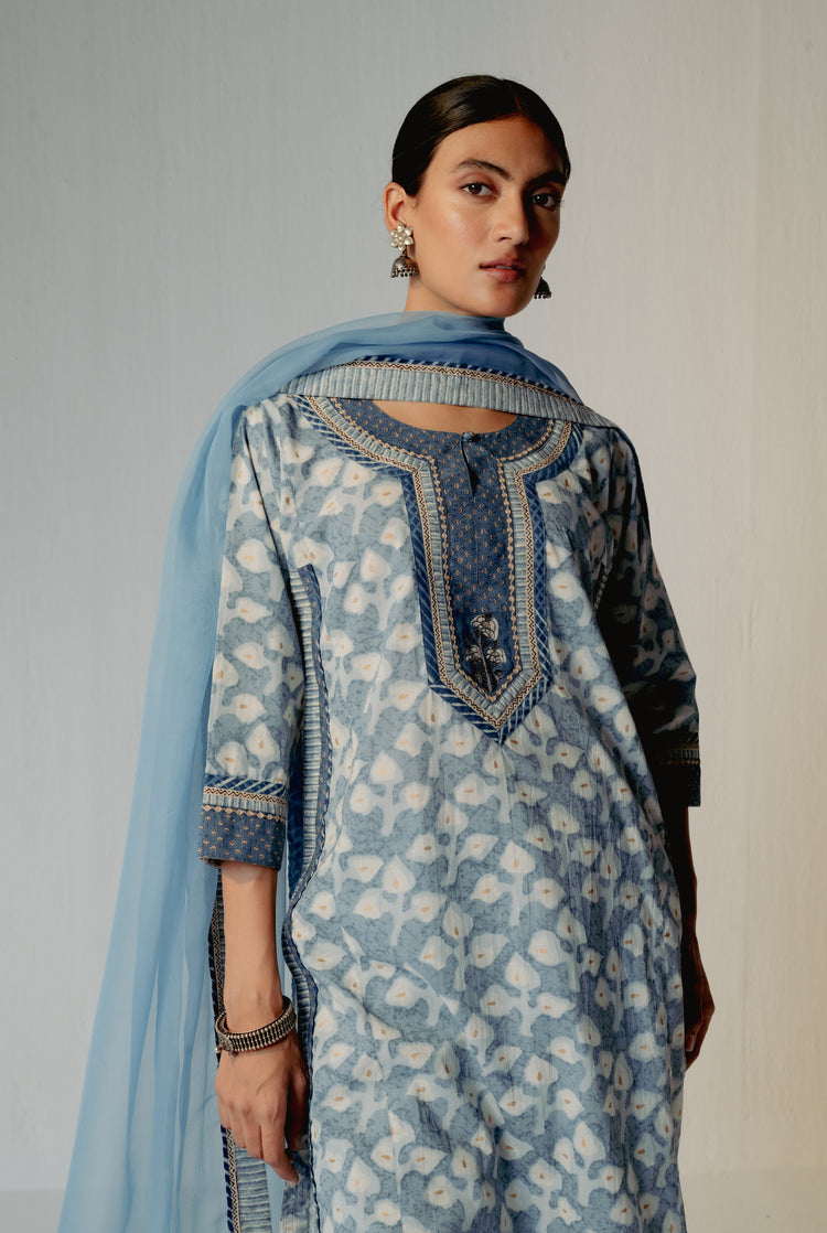 Anu Kurta Cream Light Blue (8210618581291)