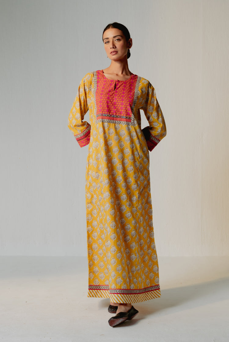 Yoke Caftan Pink Yellow (8234880598315)