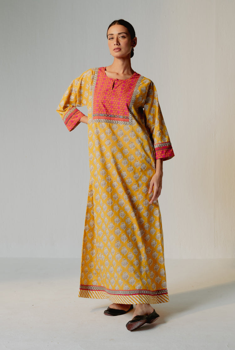Yoke Caftan Pink Yellow (8234880598315)