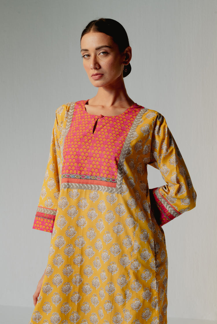 Yoke Caftan Pink Yellow (8234880598315)