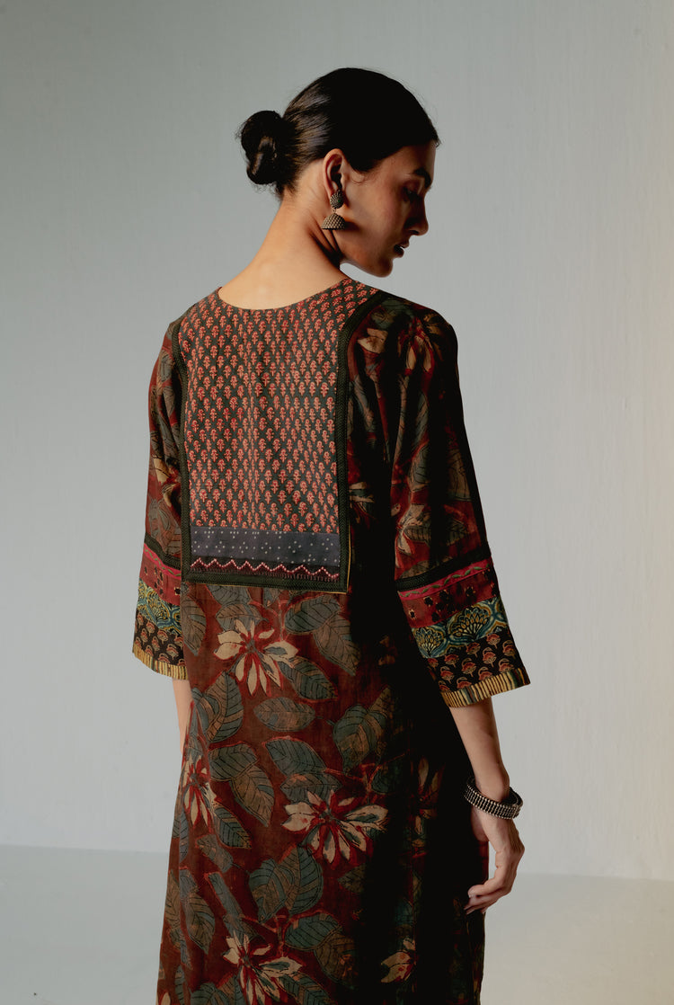 Yoke Kurta Rust Green (8210608783659)