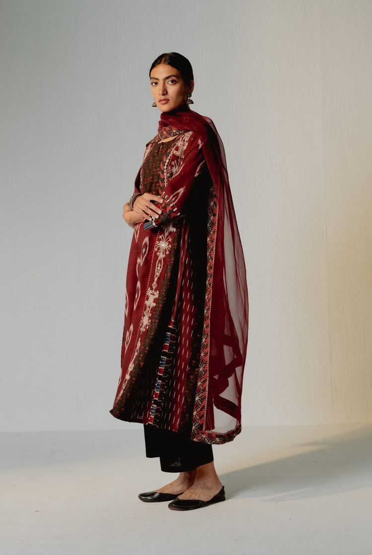 Rozana Chiffon Dupatta Maroon (8232590639403)