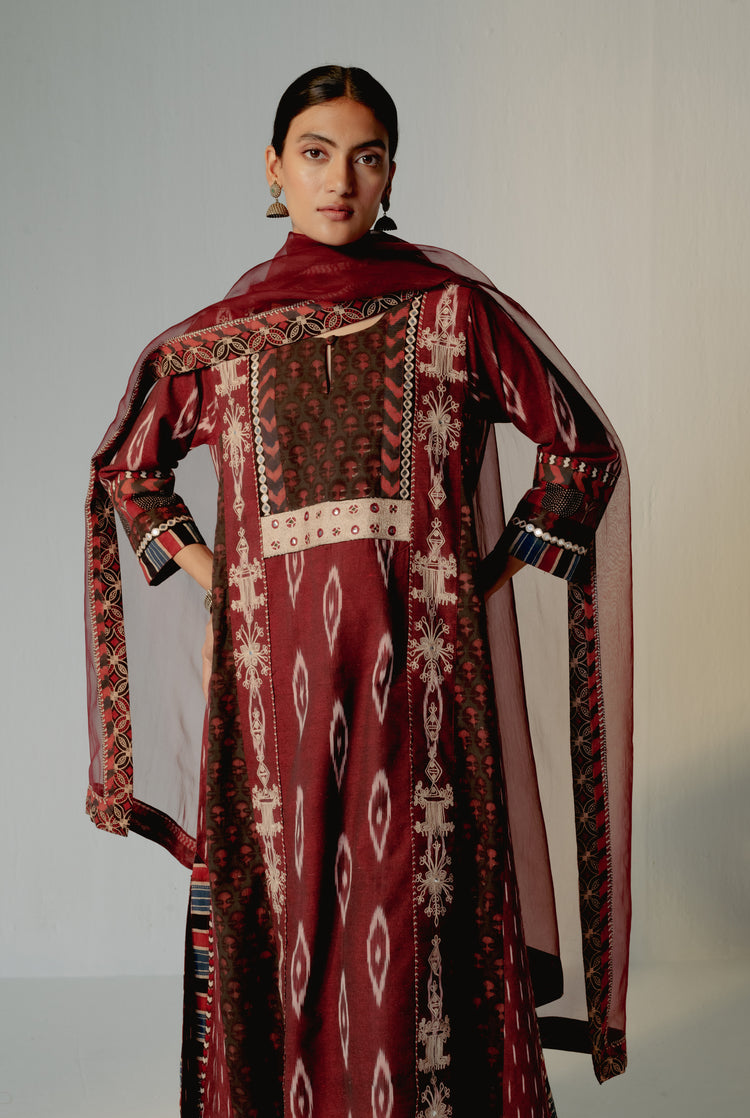 Rozana Chiffon Dupatta Maroon (8232590639403)