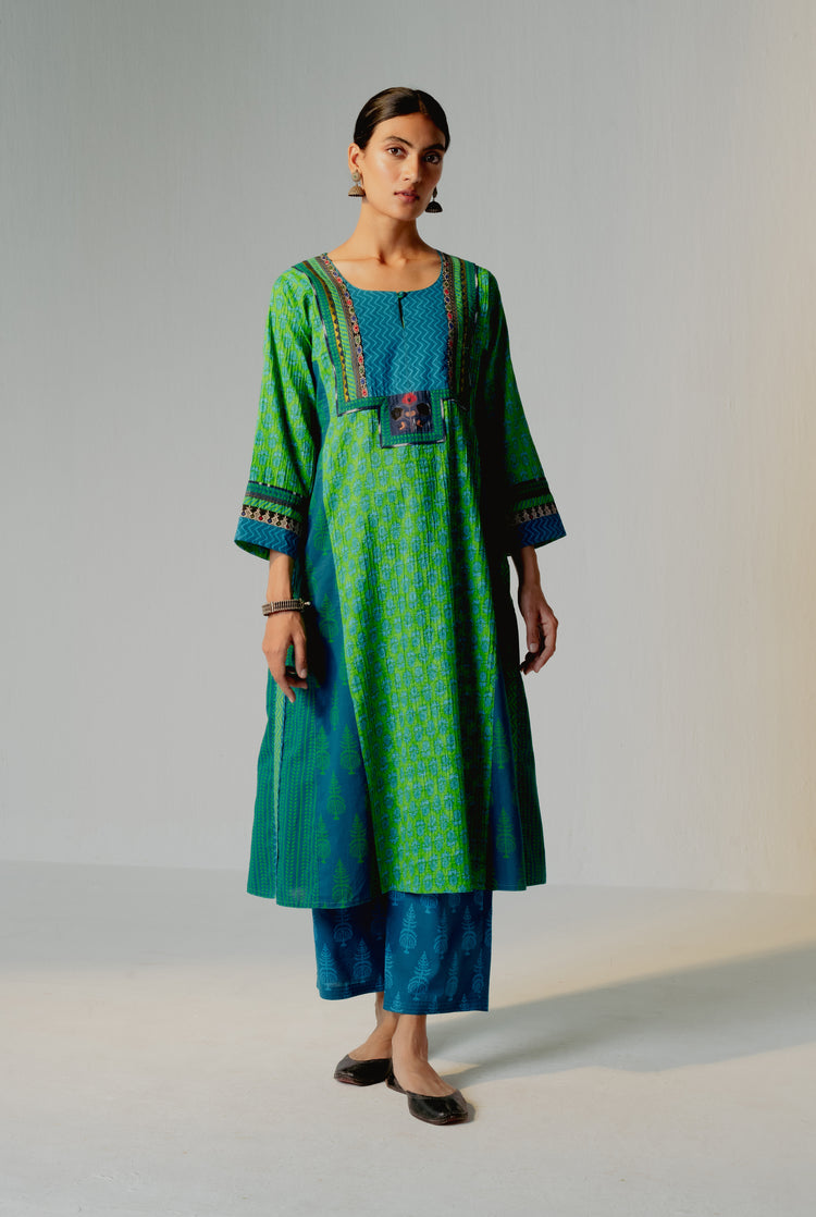 Yoke Kurta Parrot Green ( Set of 3 ) (8228551655723)