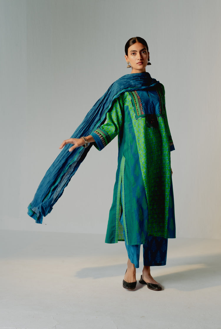 Yoke Kurta Parrot Green ( Set of 3 ) (8228551655723)