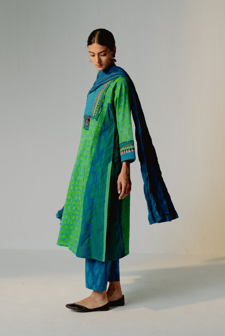 Yoke Kurta Parrot Green ( Set of 3 ) (8228551655723)