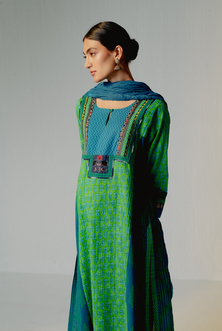Yoke Kurta Parrot Green ( Set of 3 ) (8228551655723)