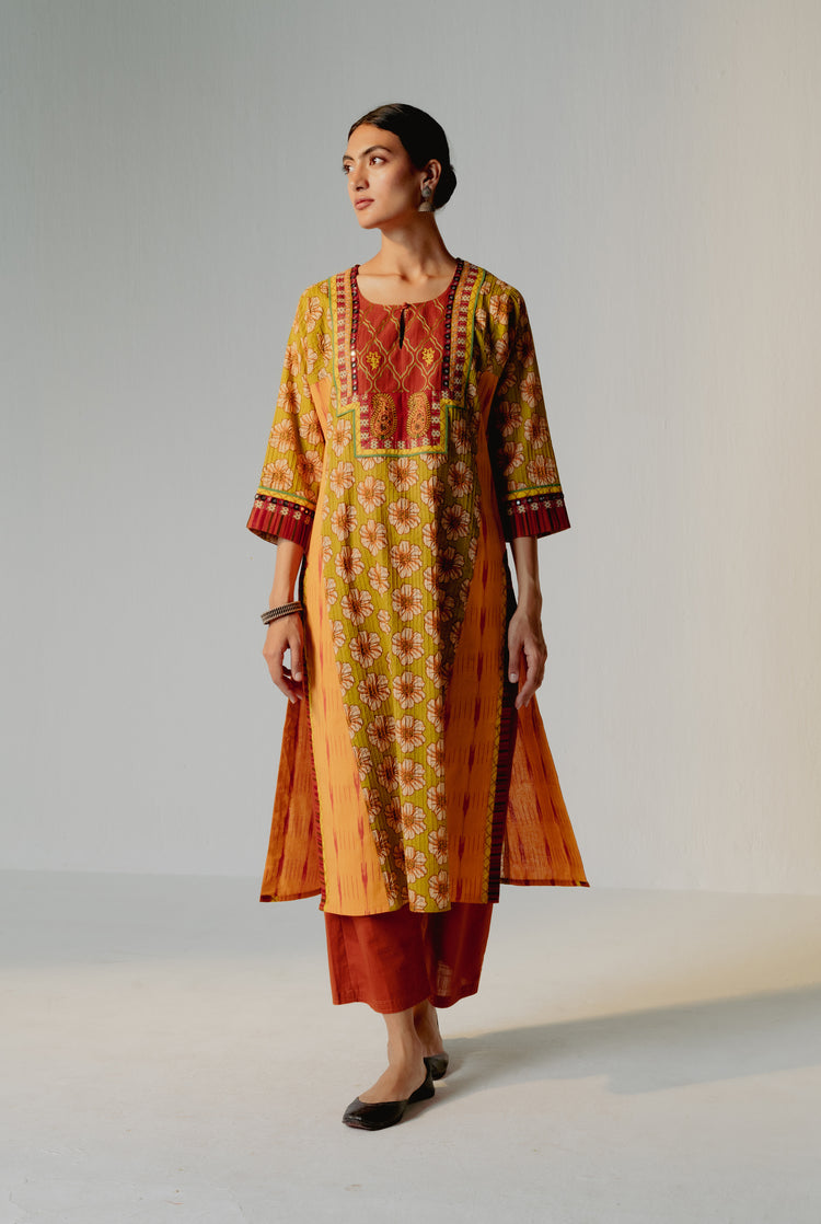 Kashi Kurta Mehendi Green Mustard ( Set of 3 ) (8228533764395)