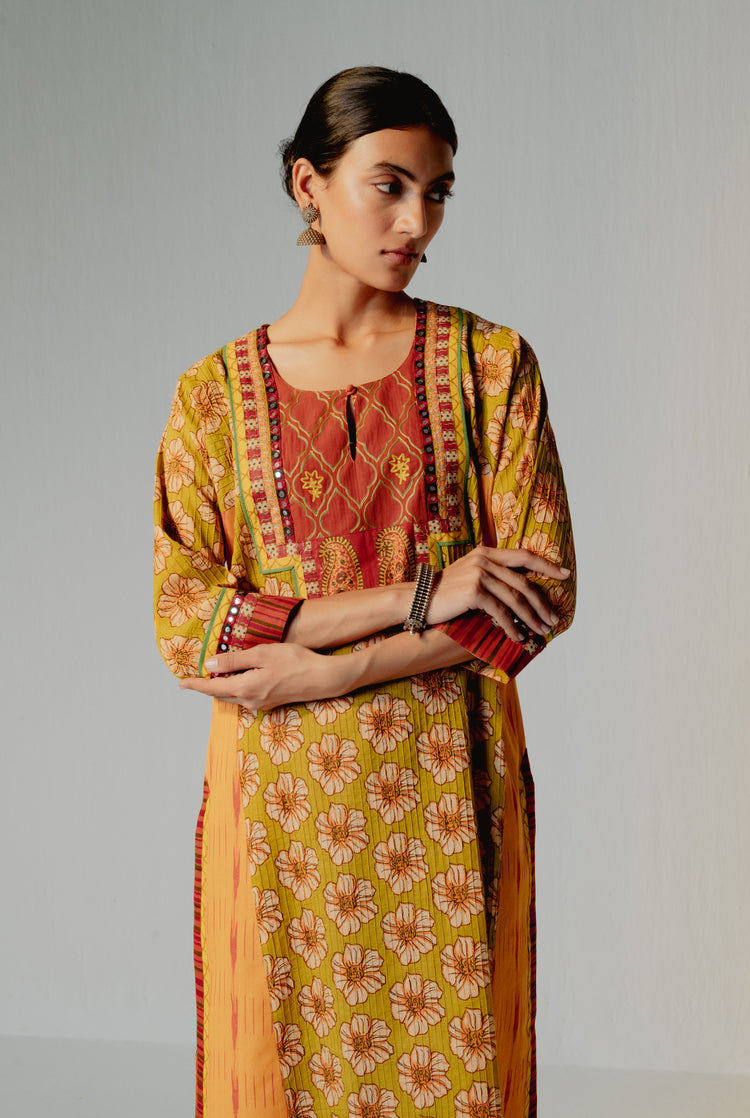 Kashi Kurta Mehendi Green Mustard ( Set of 3 ) (8228533764395)
