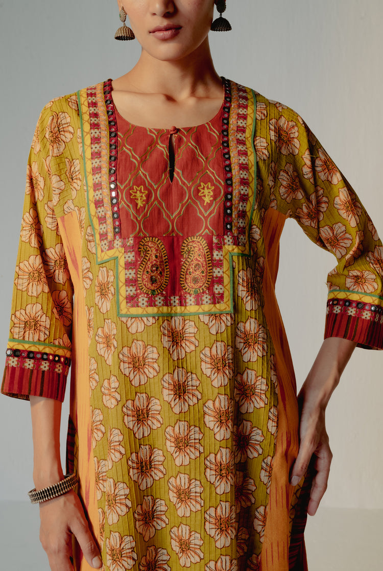 Kashi Kurta Mehendi Green Mustard ( Set of 3 ) (8228533764395)