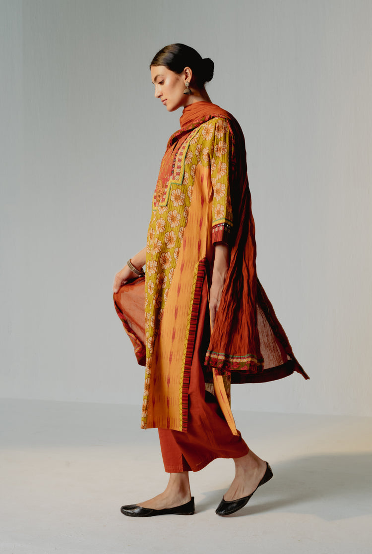 Kashi Kurta Mehendi Green Mustard ( Set of 3 ) (8228533764395)