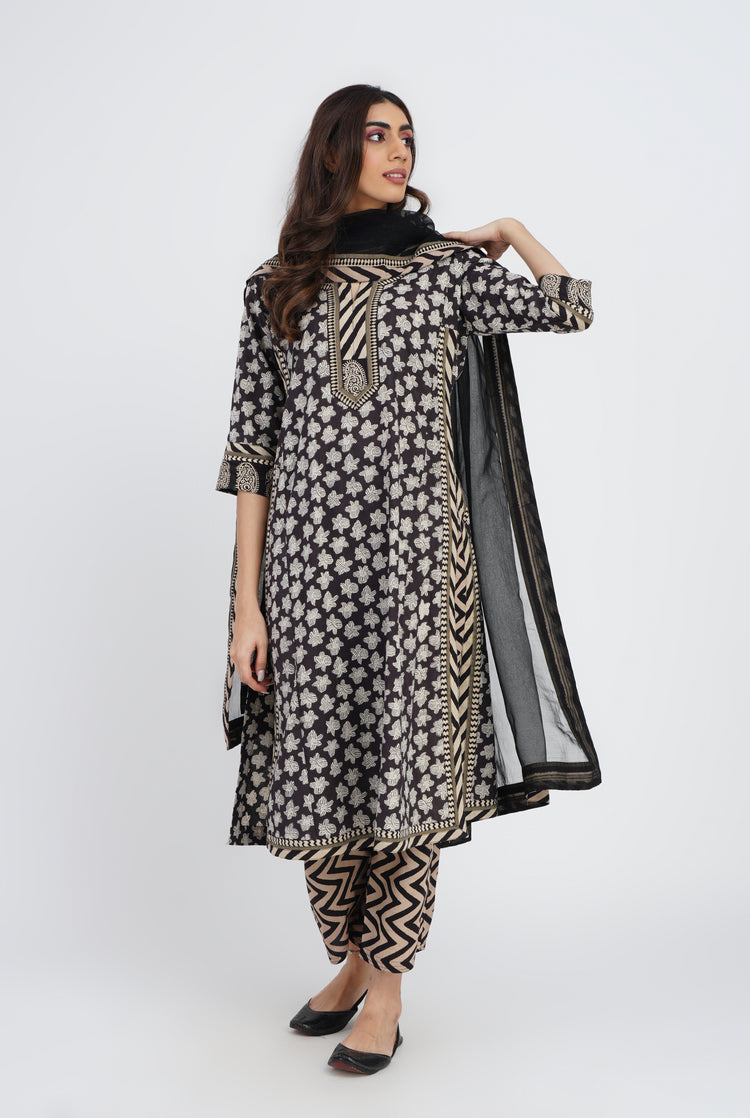 Rozana Chiffon Dupatta Black (7087174221871)