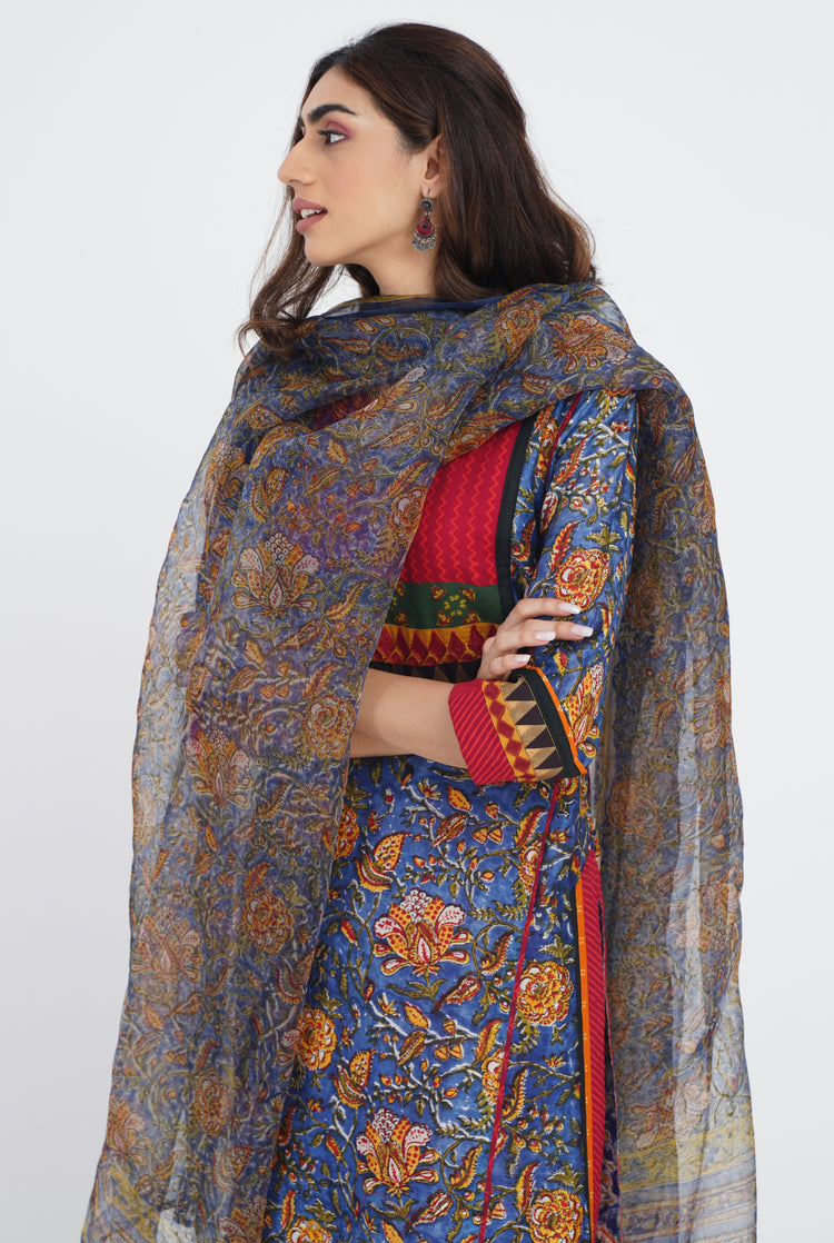 Indrani Kurta Blue Red (7083245436975)