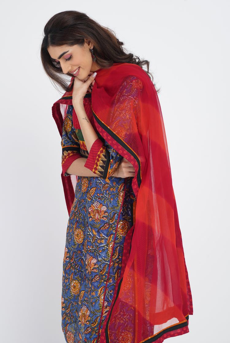 Rozana Chiffon Dupatta Red Orange (7087173730351)