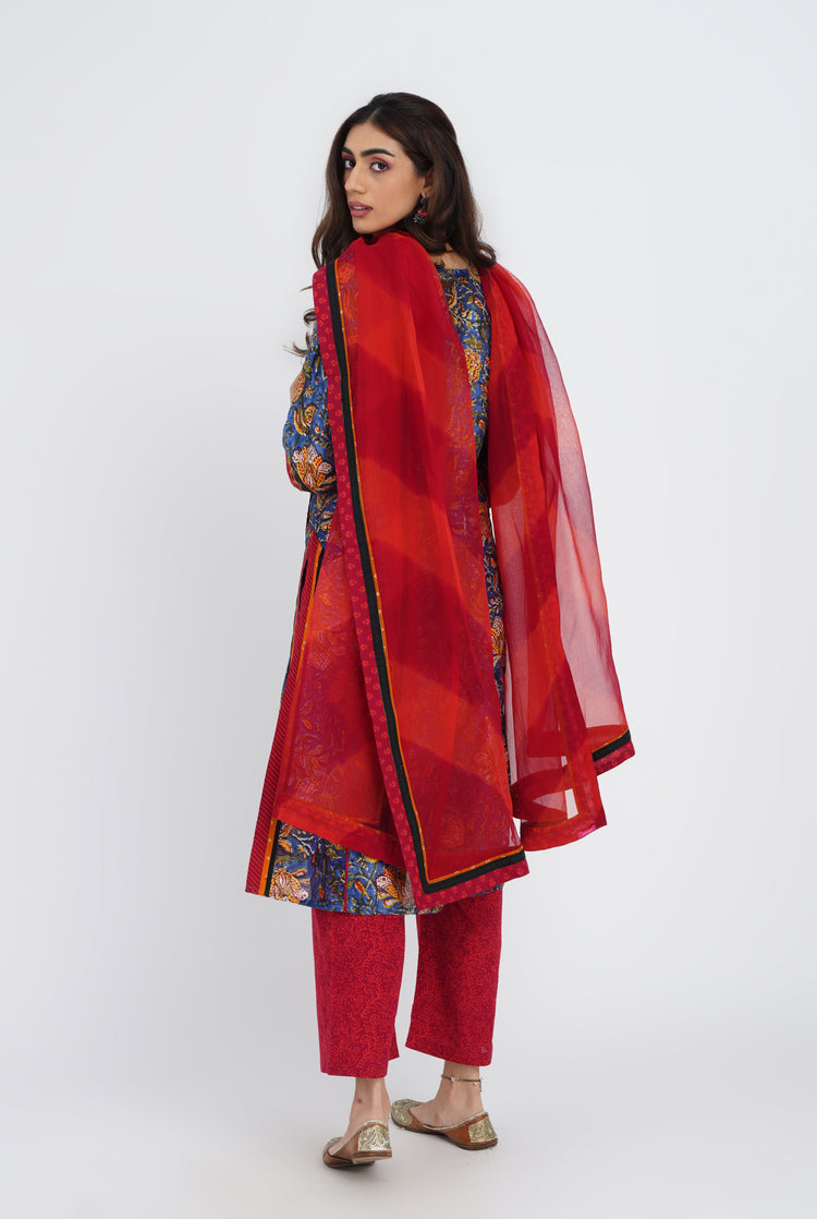 Rozana Chiffon Dupatta Red Orange (7087173730351)
