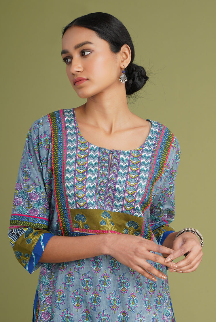 Yoke Kurta Steel Blue (6906582040623)