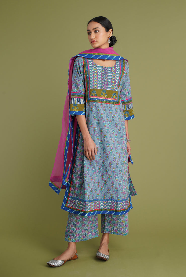 Yoke Kurta Steel Blue (6906582040623)