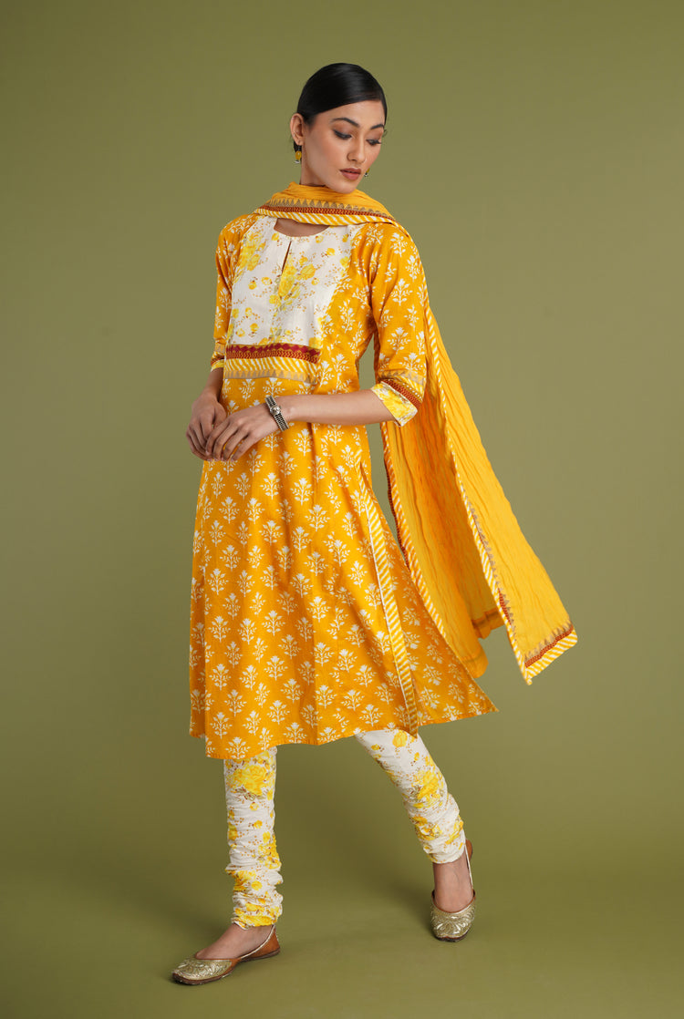 Rozana Cotton Dupatta Yellow White (6906584530991)