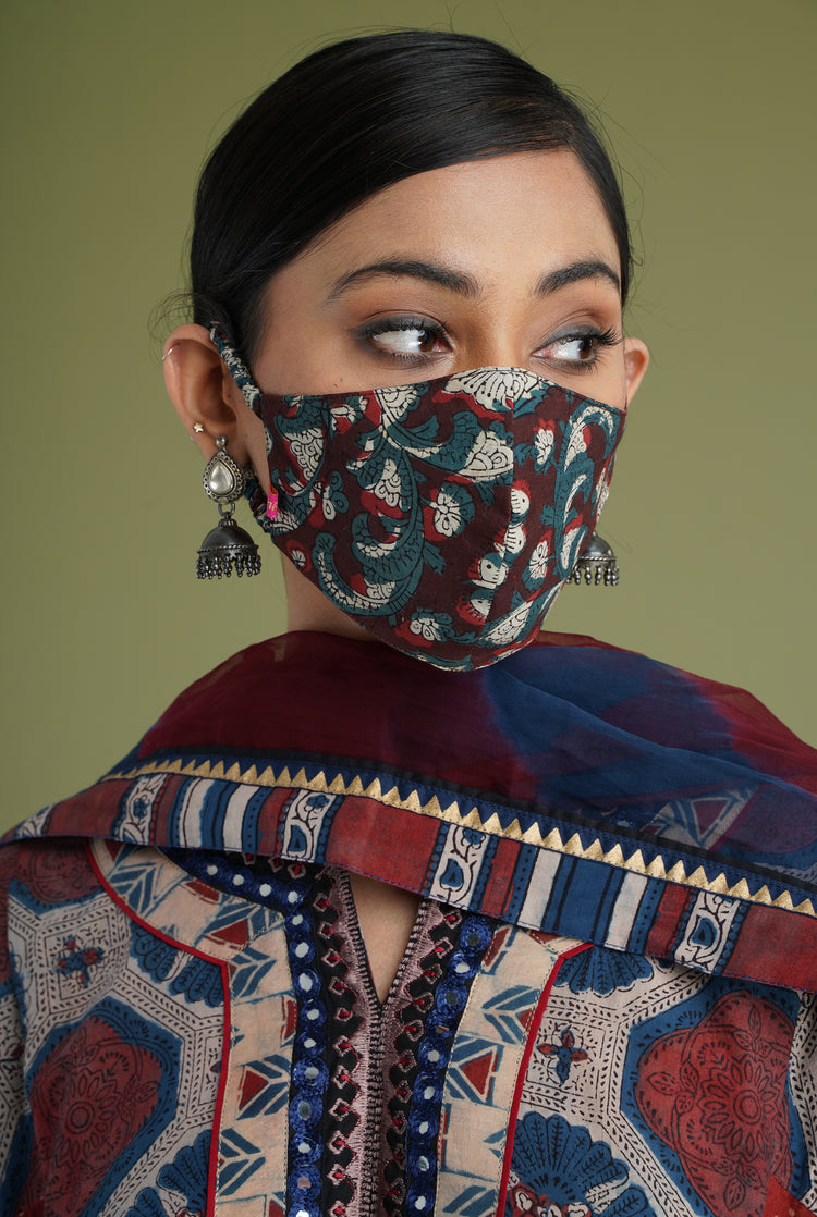 Printed Mask Maroon White (6941396729903)