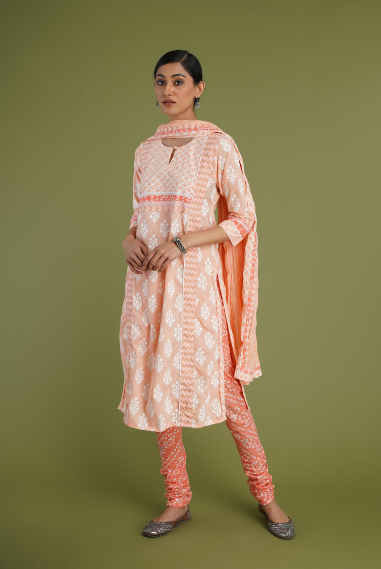Rozana Bottom Peach White Bandhej (6969195823151)