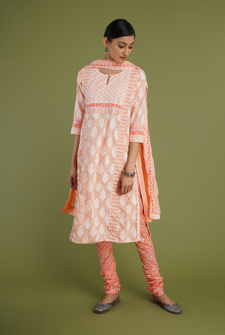 Rozana Bottom Peach White Bandhej (6969195823151)