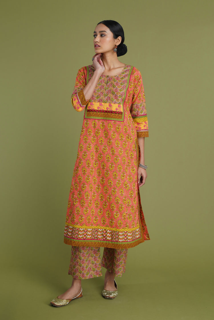 Yoke Kurta Carrot Orange (6906582138927)