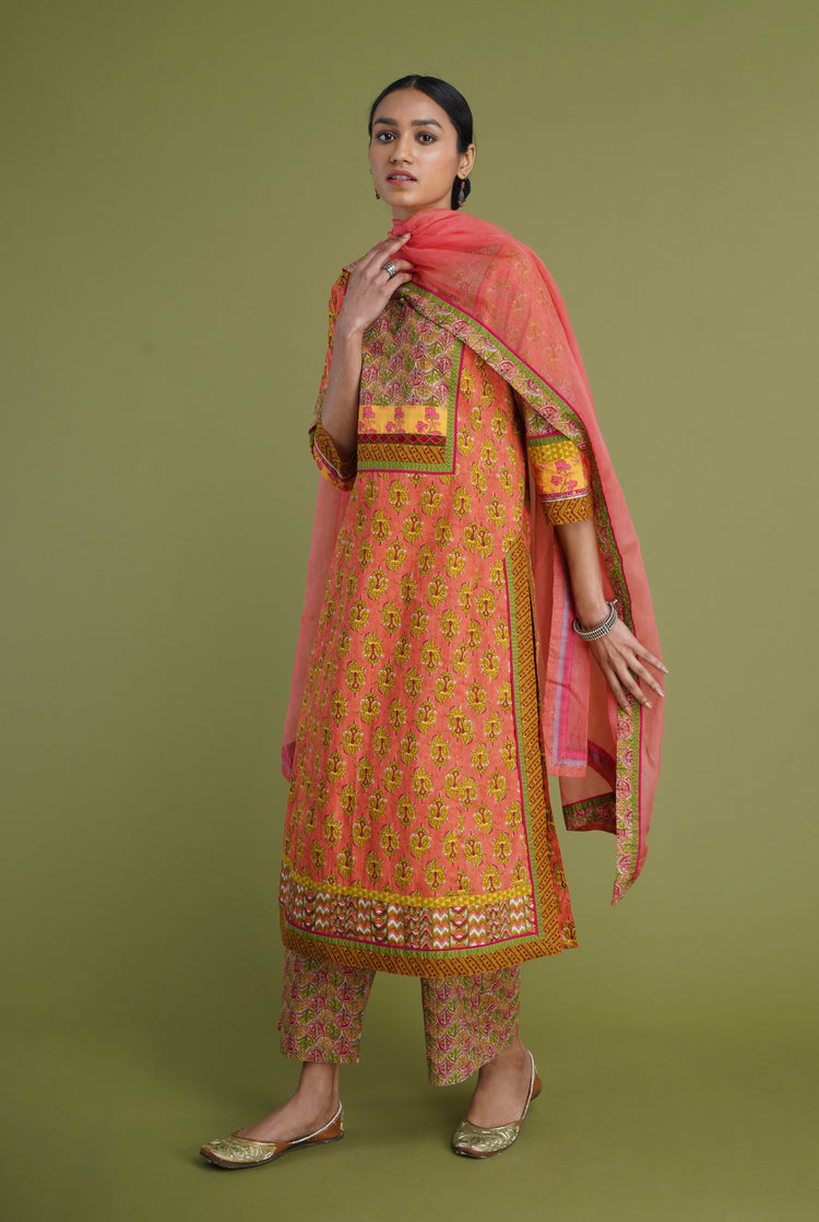 Yoke Kurta Carrot Orange (6906582138927)