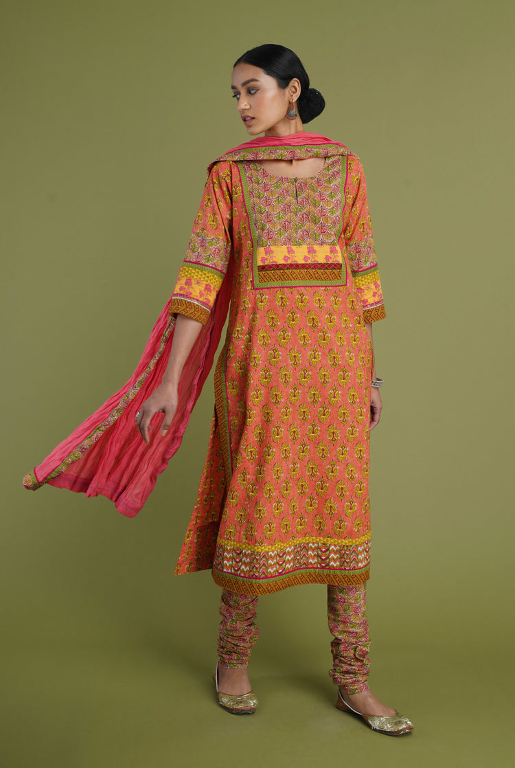 Yoke Kurta Carrot Orange (6906582138927)
