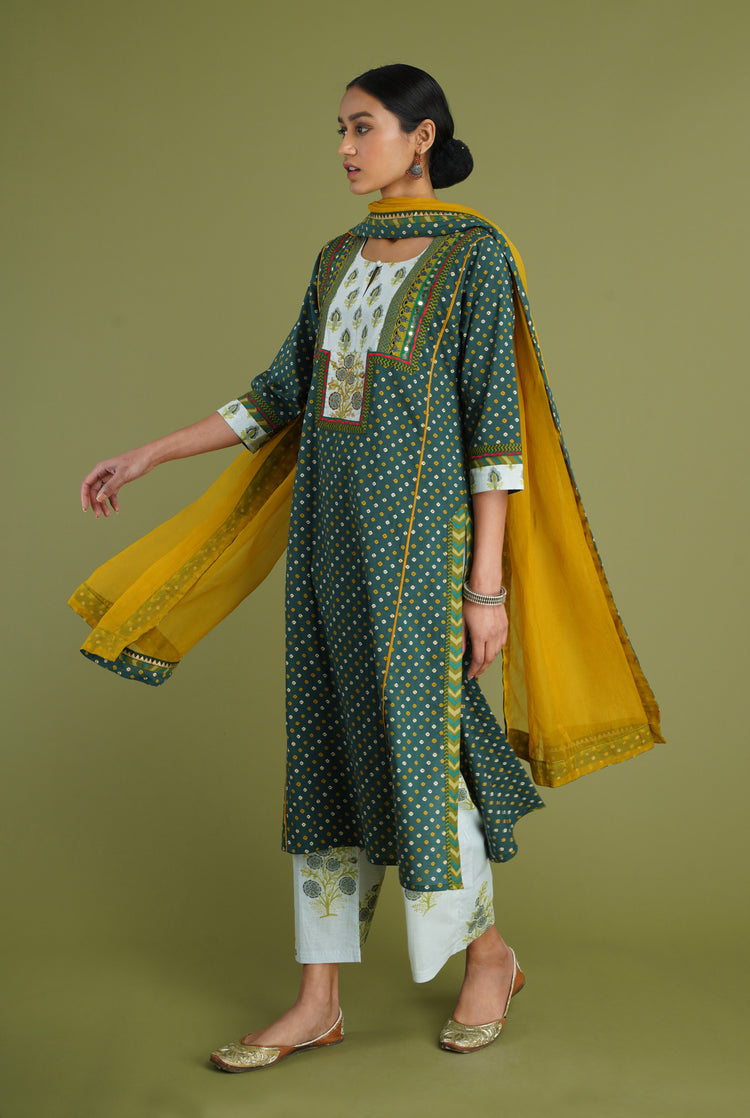 Yoke Kurta Cadium Green Sage (6906582171695)