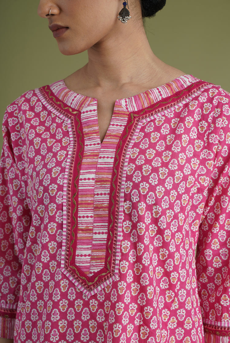 Rozana Kurta Pink White (6969135136815)