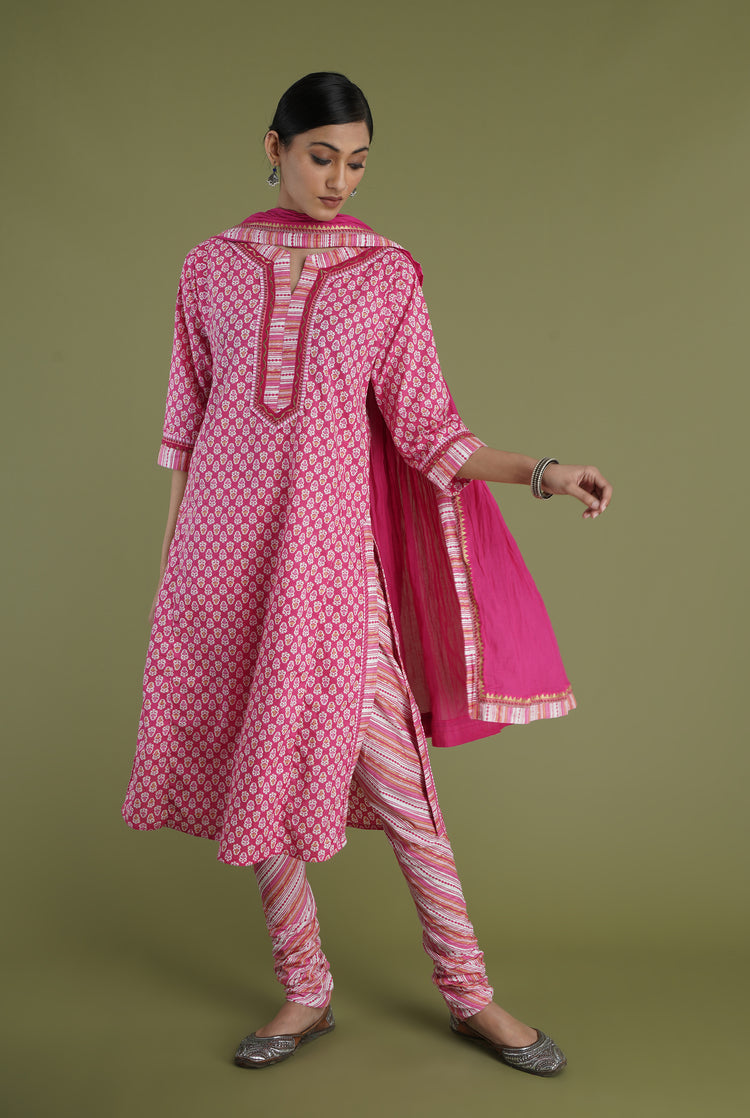 Rozana Kurta Pink White (6969135136815)