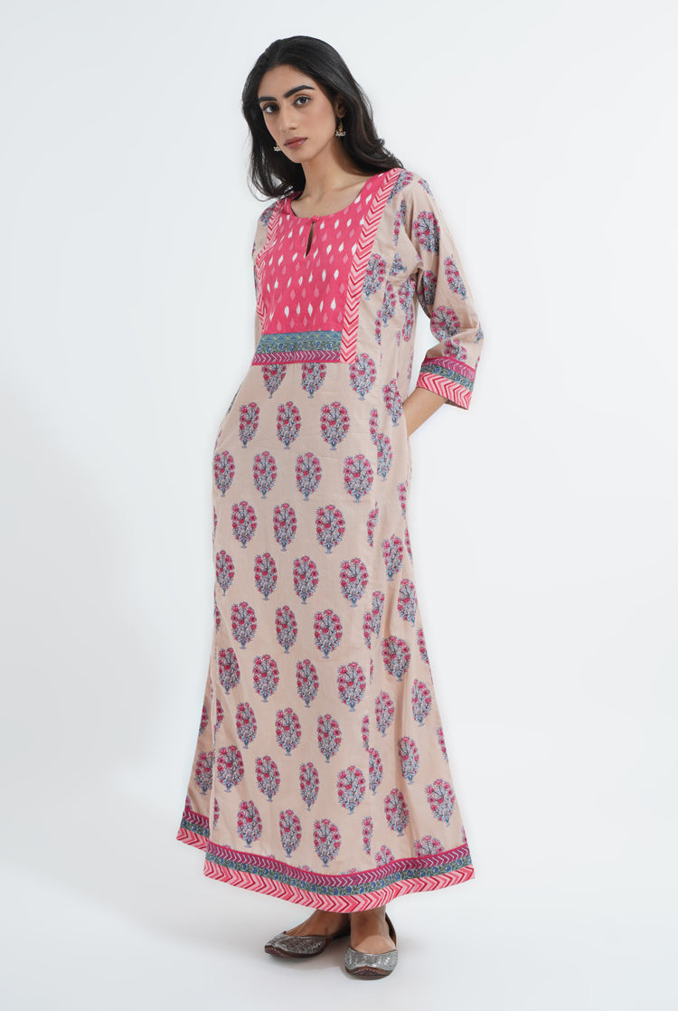 Yoke Caftan Aqua Light Peach (6870138847279)